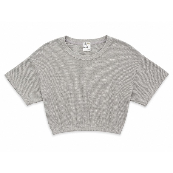 OFFLINE by Aerie Tops - OFFLINE by Aerie Women Gray Waffle Knit Cropped T-Shirt XS 0422-1161